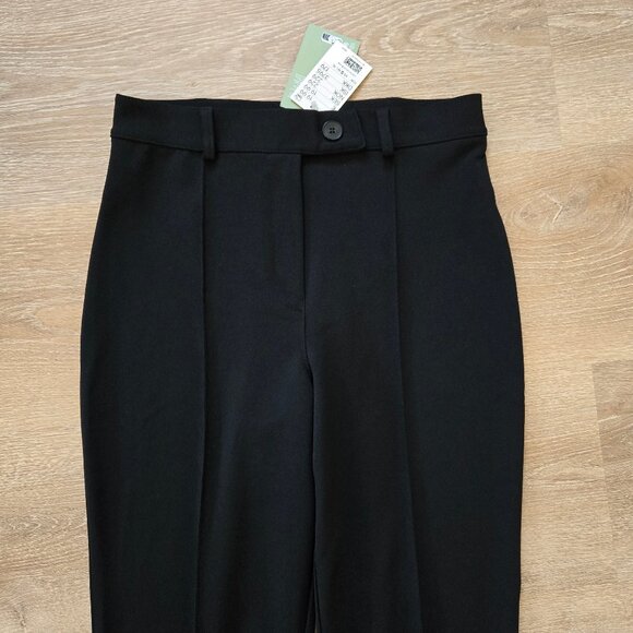H&M Black Creased Tapered Suit Pants Small Crêpe Jersey High Waist New With Tags - Picture 6 of 16